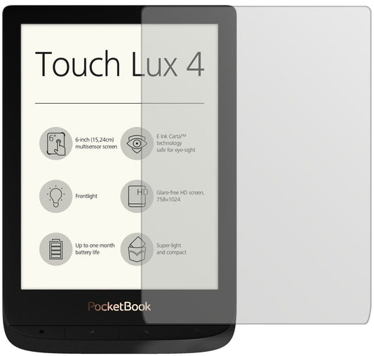 Matte Displayschutzfolie von dipos passend für PocketBook Touch Lux 4, präziser Zuschnitt und blasenfrei montiert