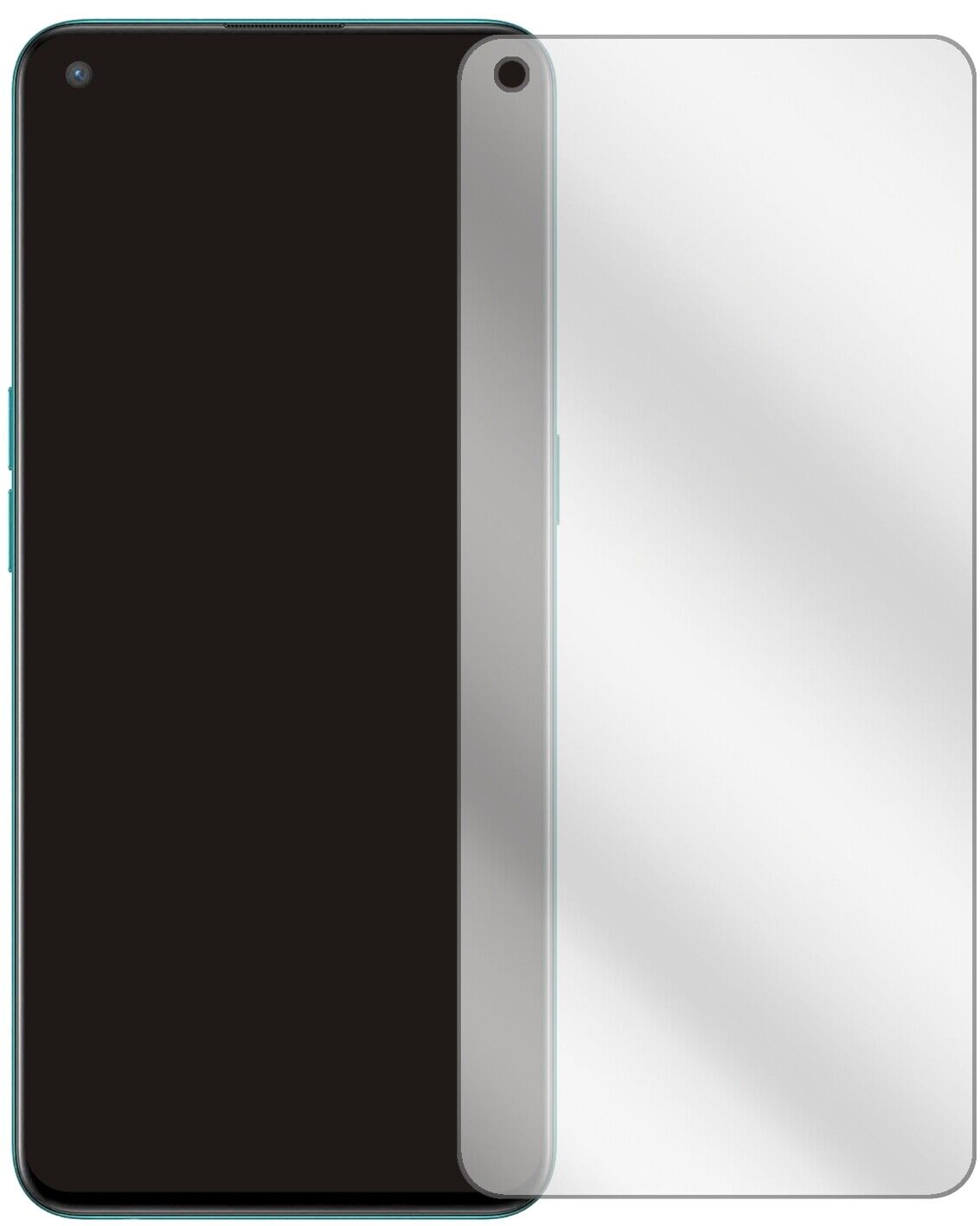 OnePlusNord CE mit aufgebrachter dipos Displayschutzfolie, glasklare Darstellung ohne Einschränkungen