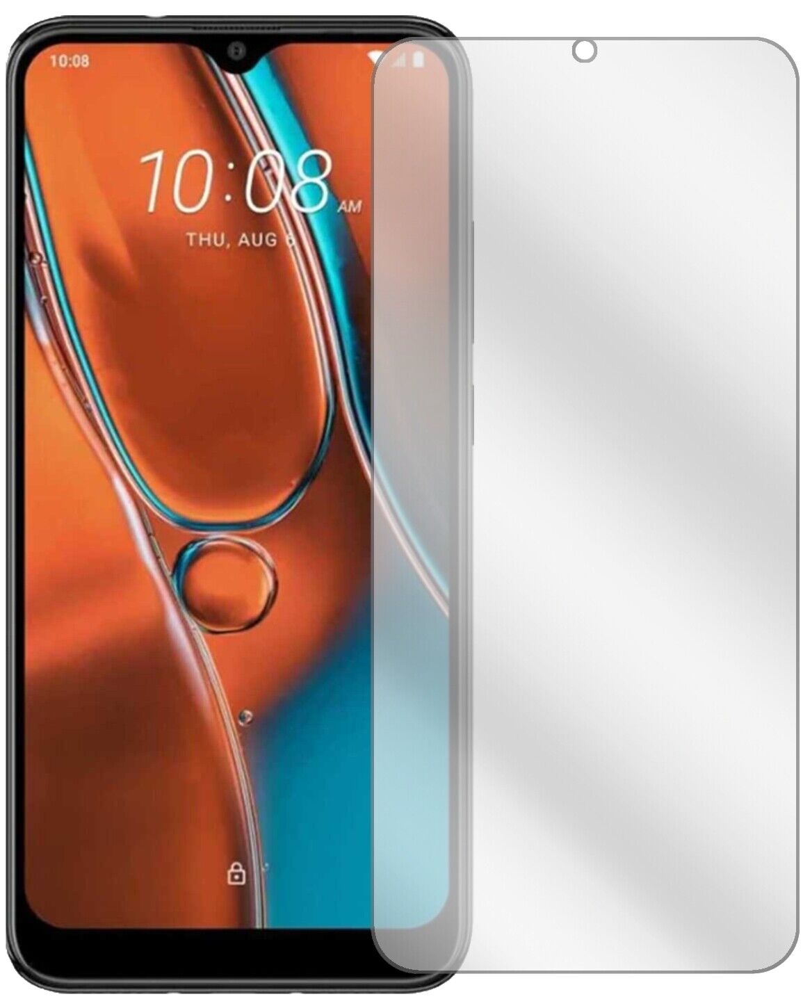 HTCWildfire E2 mit aufgebrachter dipos Displayschutzfolie, glasklare Darstellung ohne Einschränkungen