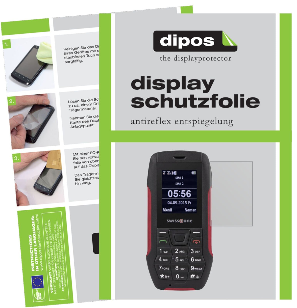 SwisstoneSX 567 mit aufgebrachter dipos Displayschutzfolie, die lästige Fingerabdrücke minimiert