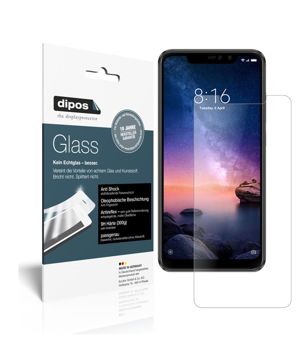1x 9H Schutzfolie matt für Xiaomi Redmi Note 6 Pro Panzerfolie