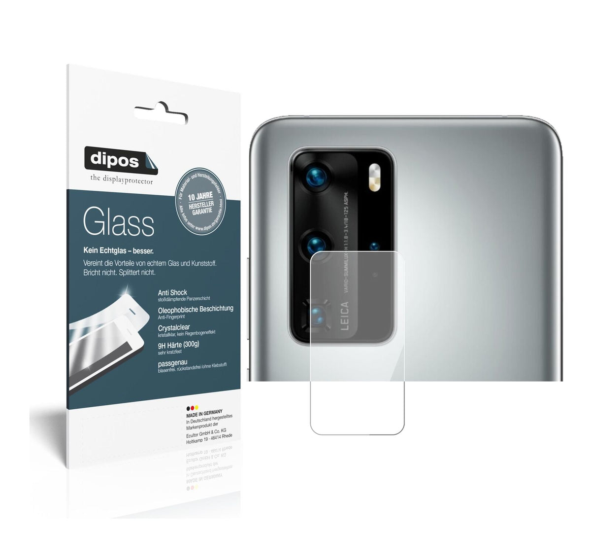 Klare Displayschutzfolie von dipos passend für Huawei P40 Pro Kameralinse, 9H kratzfest und blasenfrei montiert