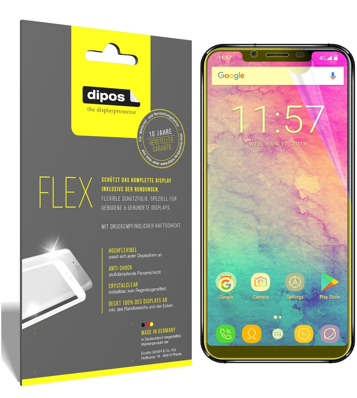 2x 3D Full Cover Schutzfolie für Oukitel U18