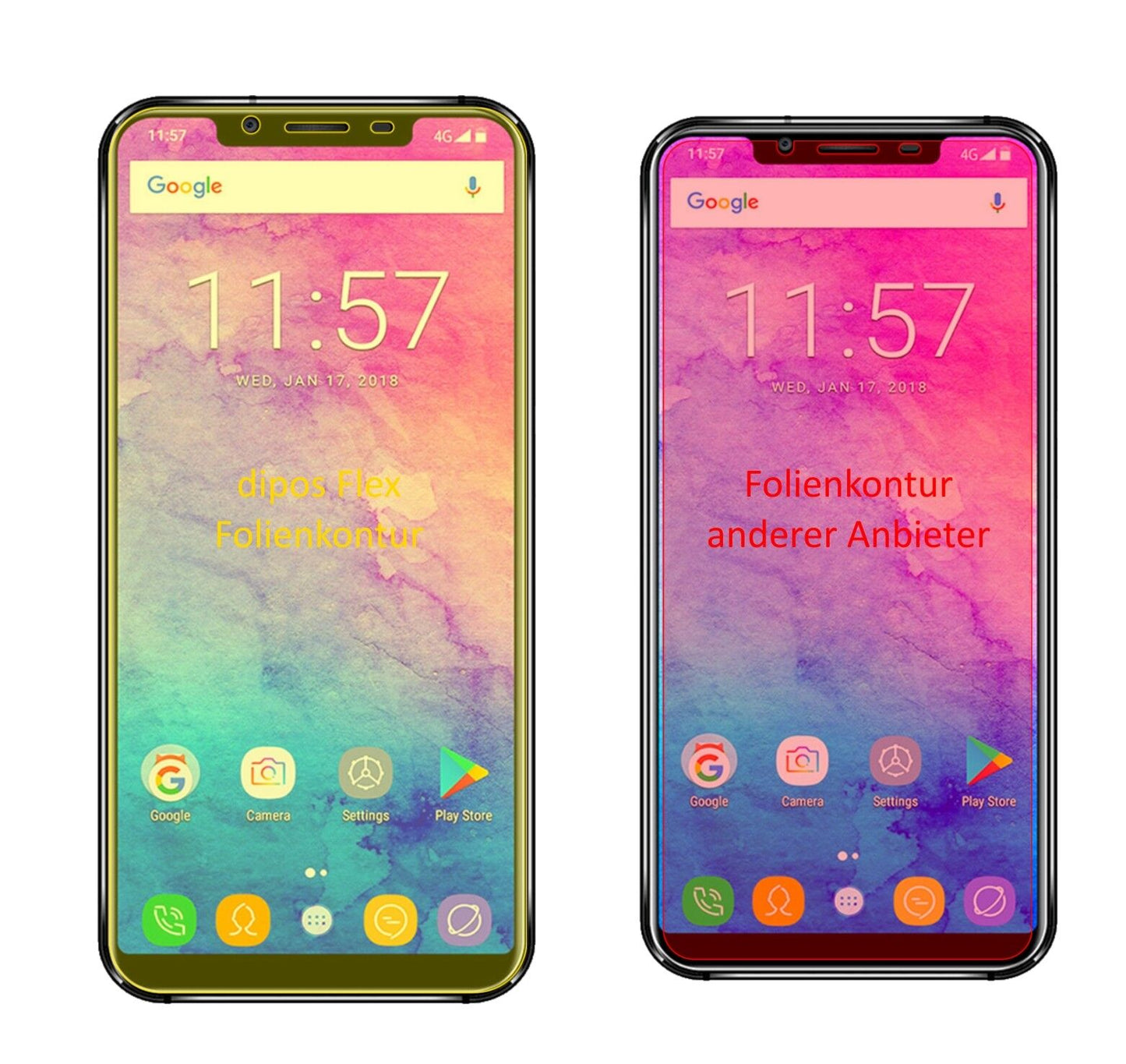 2x 3D Full Cover Schutzfolie für Oukitel U18