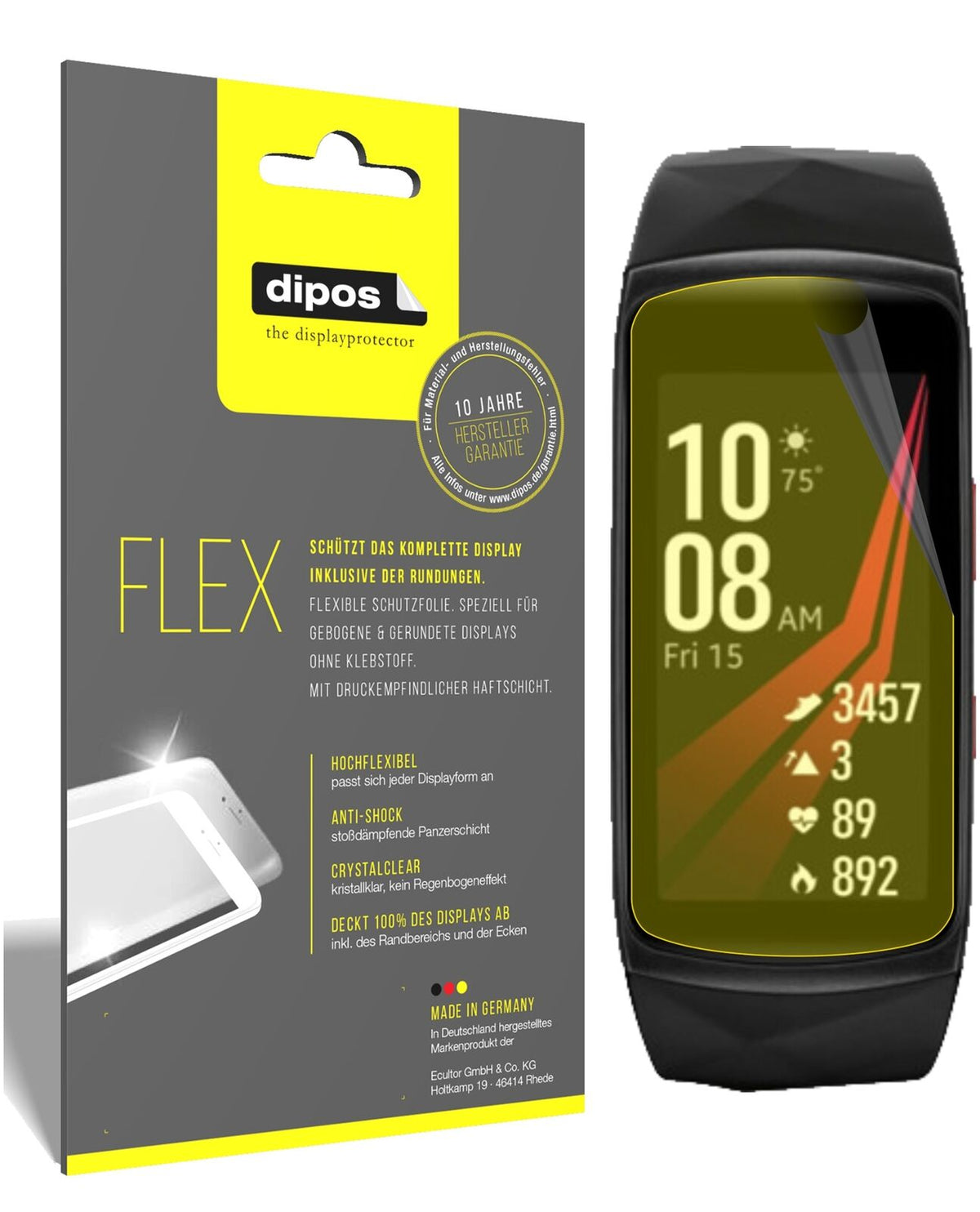 2x 3D Full Cover Schutzfolie für Samsung Gear Fit 2 Pro