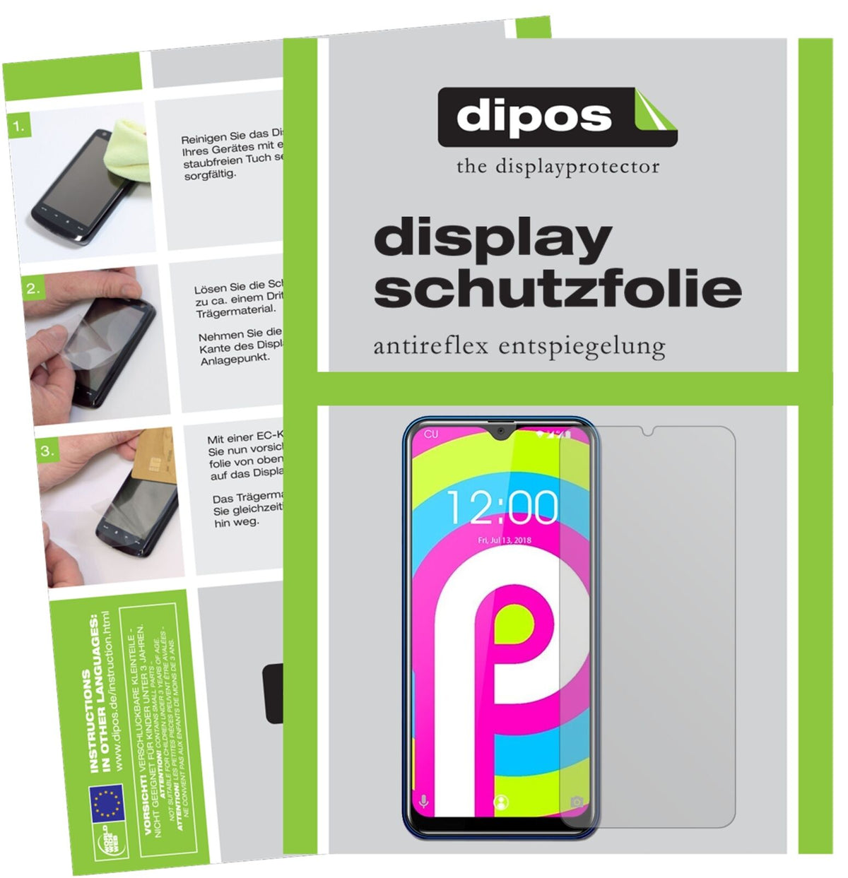 OukitelC 15 Pro mit aufgebrachter dipos Displayschutzfolie, die lästige Fingerabdrücke minimiert