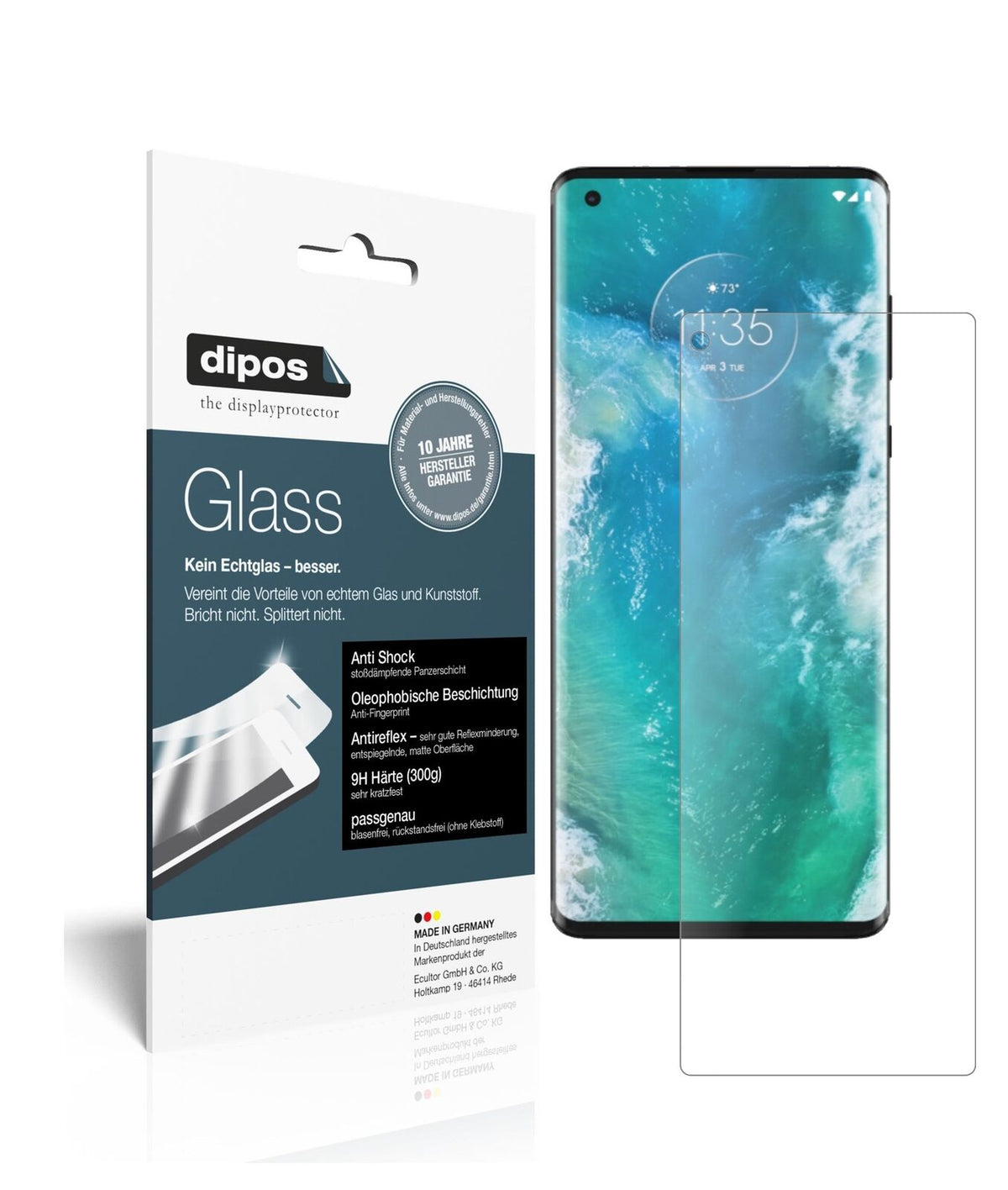 Matte Displayschutzfolie von dipos passend für Motorola Edge Plus, 9H kratzfest und blasenfrei montiert