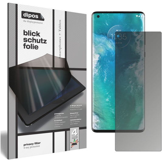 Blickschutzfolie von dipos passend für Motorola Edge Plus, präziser Zuschnitt und blasenfrei montiert