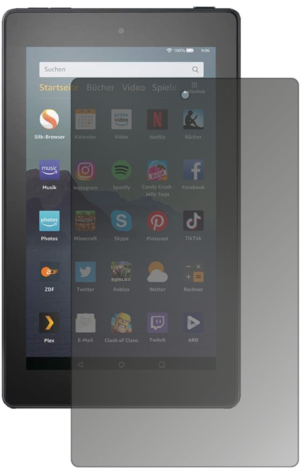 Blickschutzfolie von dipos passend für Amazon Fire 7 Tablet (2019), präziser Zuschnitt und blasenfrei montiert