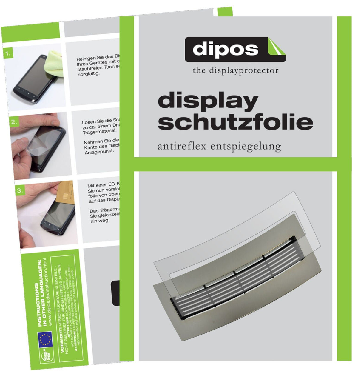 JuraJ500 Tropfblech mit aufgebrachter dipos Displayschutzfolie, die lästige Fingerabdrücke minimiert