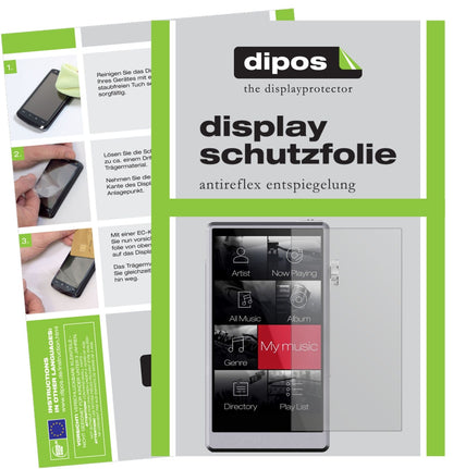 iBassoDX150 mit aufgebrachter dipos Displayschutzfolie, die lästige Fingerabdrücke minimiert