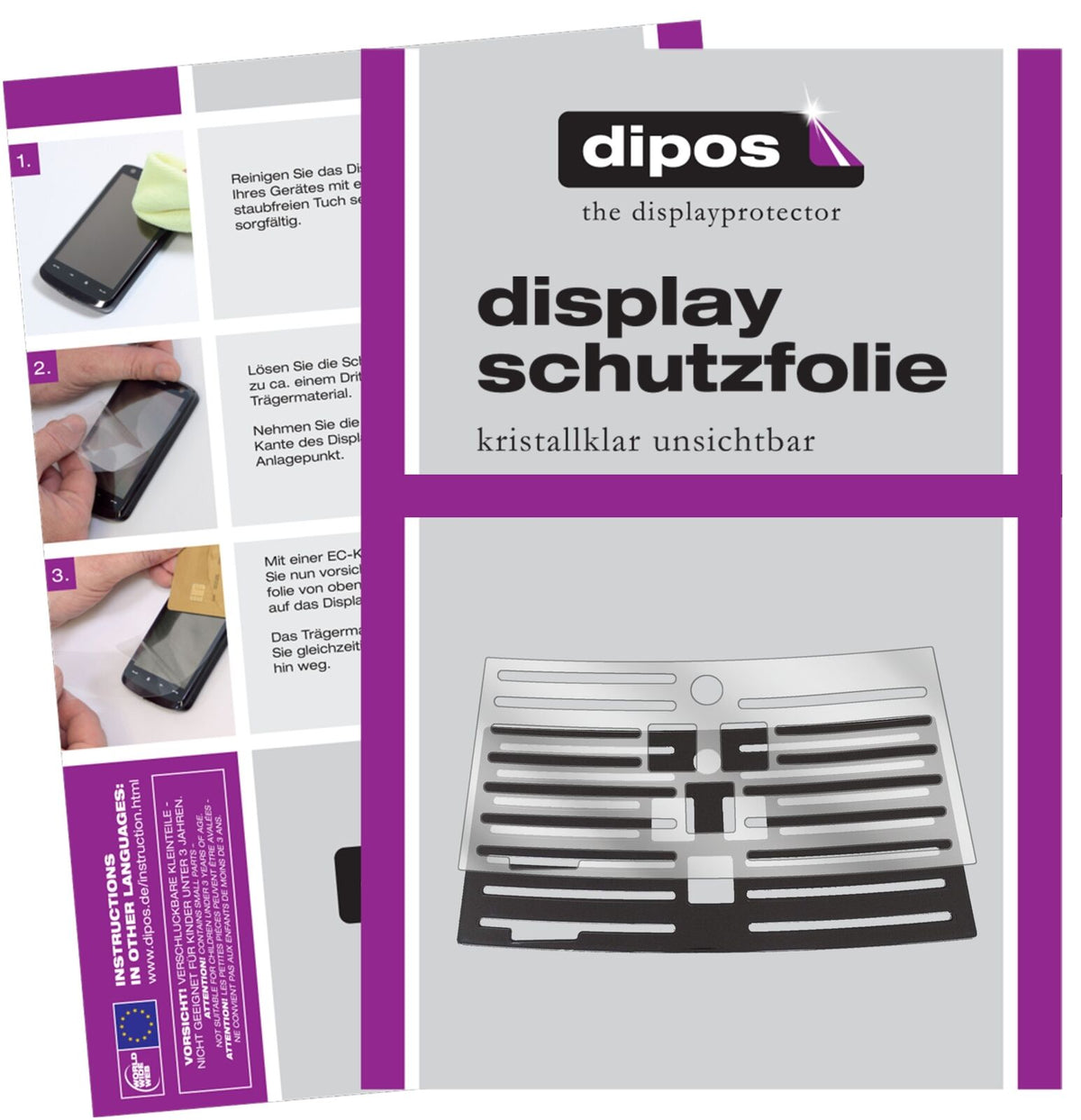 PhilipsEP3550/00 Tropfblech mit aufgebrachter dipos Displayschutzfolie, glasklare Darstellung ohne Einschränkungen