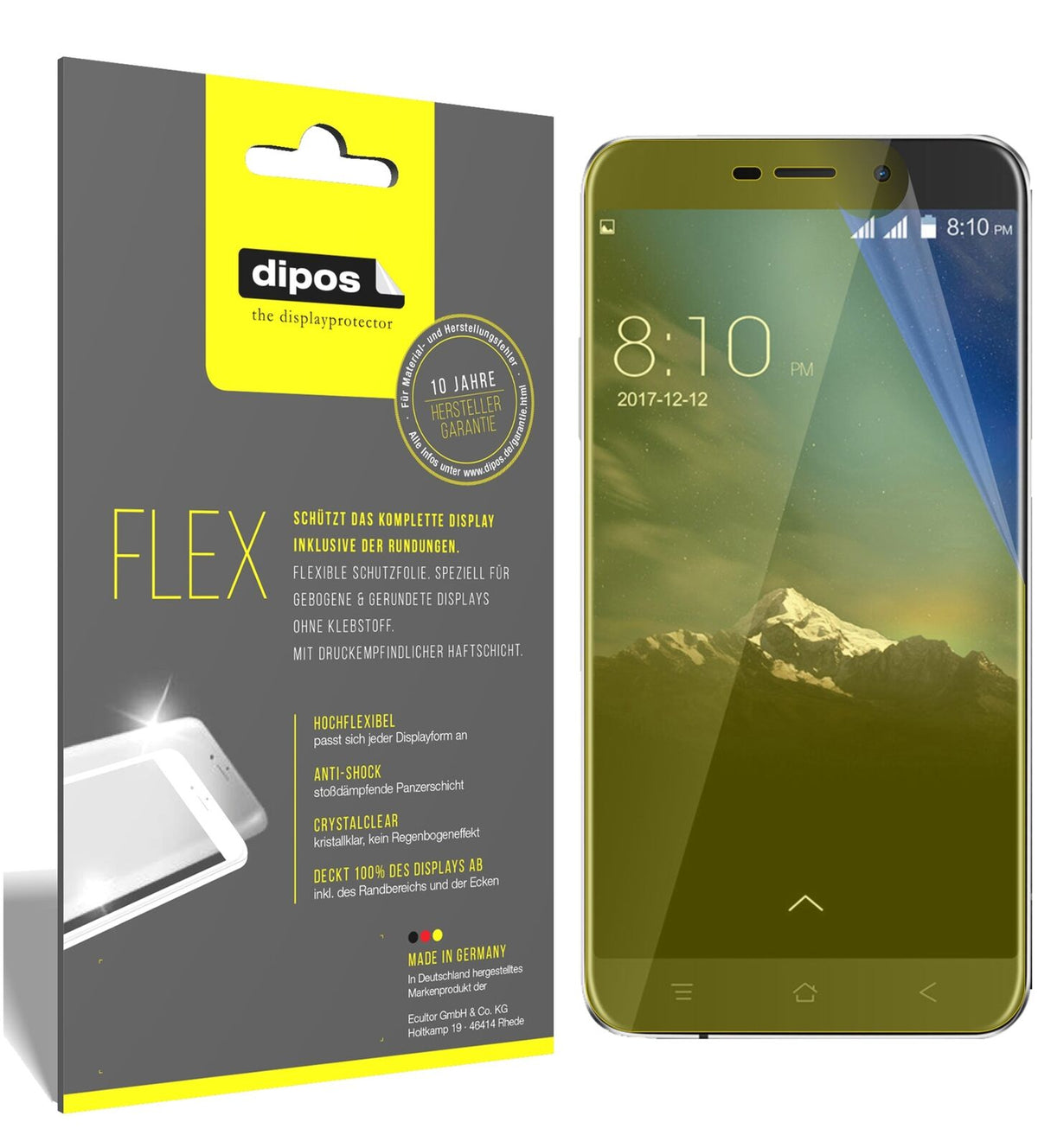 Klare Displayschutzfolie von dipos passend für Blackview A10, 100% Displayabdeckung und blasenfreie Montage