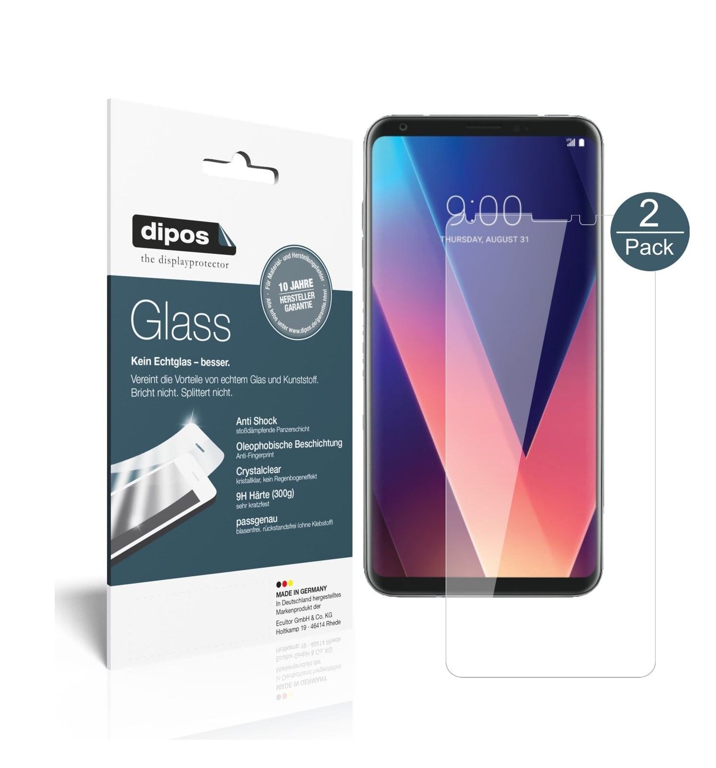 1x 9H Schutzfolie für LG V30 Plus Panzerfolie