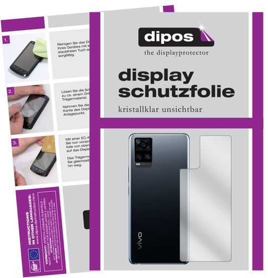 Klare Displayschutzfolie von dipos passend für Vivo S7 5G Rückseite, präziser Zuschnitt und blasenfrei montiert