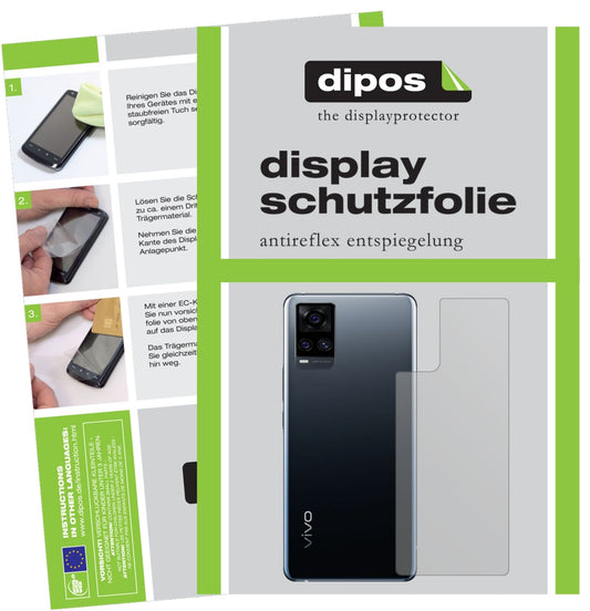 Matte Displayschutzfolie von dipos passend für Vivo S7 5G Rückseite, präziser Zuschnitt und blasenfrei montiert