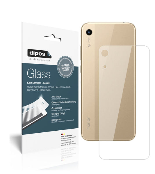 Klare Displayschutzfolie von dipos passend für Honor 8A Pro Rückseite, 9H kratzfest und blasenfrei montiert