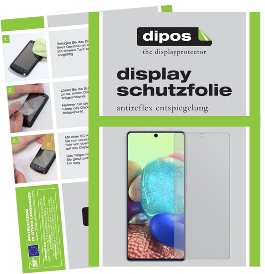 Matte Displayschutzfolie von dipos passend für Samsung Galaxy A71 5G, präziser Zuschnitt und blasenfrei montiert