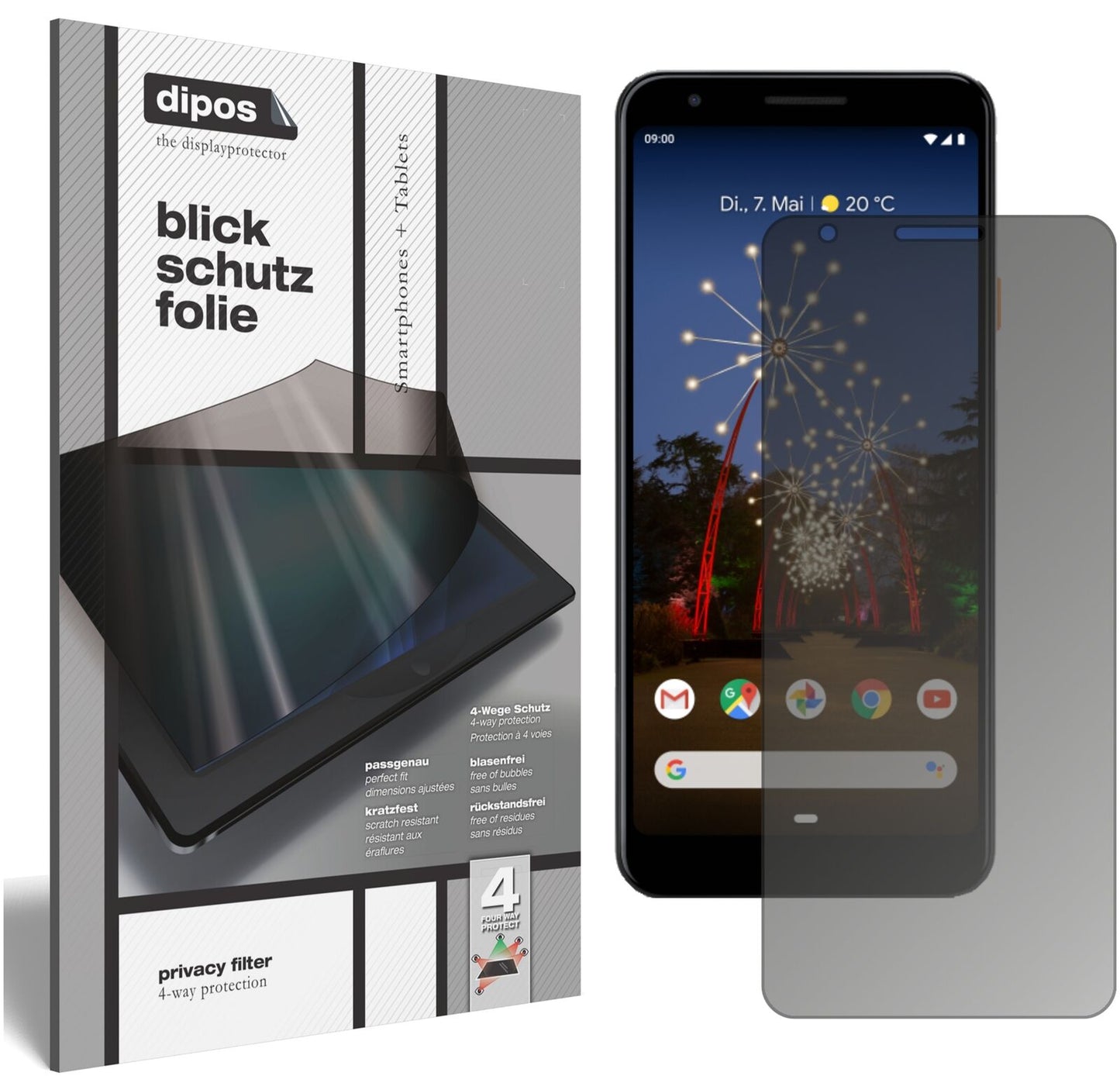 Blickschutzfolie für Google Pixel 3a matt Schutzfolie Privacy
