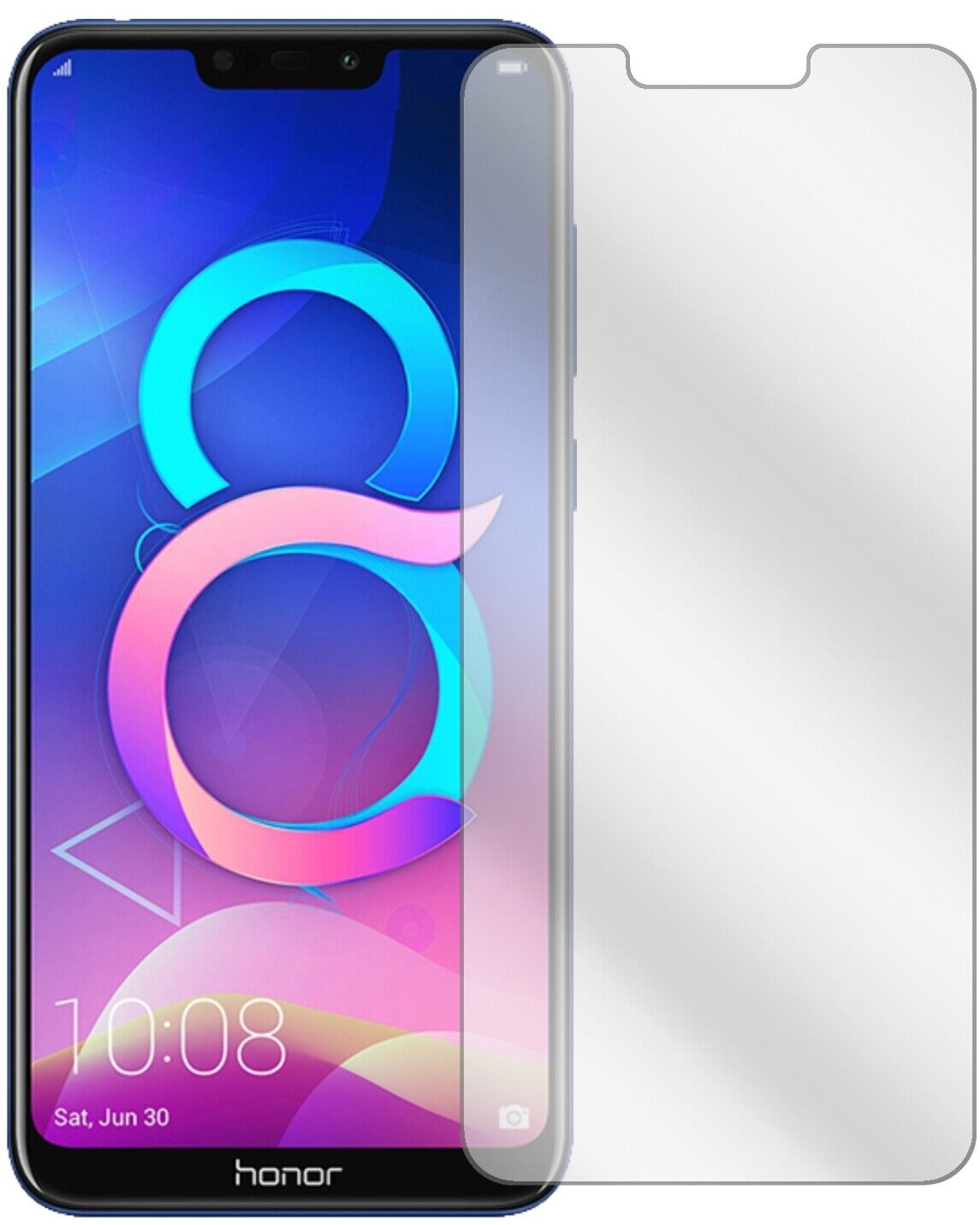 Klare Displayschutzfolie von dipos passend für Honor 8C, präziser Zuschnitt und blasenfrei montiert