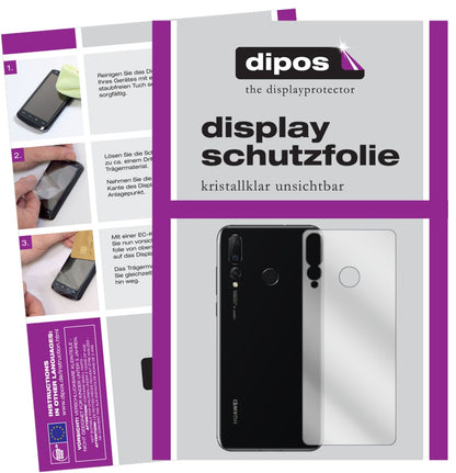 HuaweiNova 4 Rückseite mit aufgebrachter dipos Displayschutzfolie, glasklare Darstellung ohne Einschränkungen