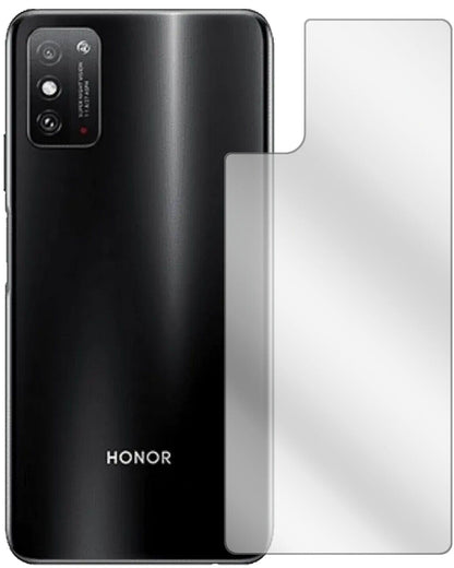 HonorX10 Max 5G Rückseite mit aufgebrachter dipos Displayschutzfolie, glasklare Darstellung ohne Einschränkungen
