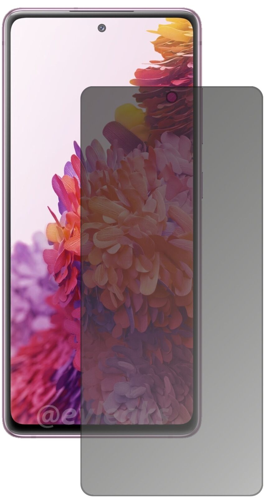 SamsungGalaxy S20 FE mit aufgebrachtem dipos Displayschutz, der seitliche Einblicke blockiert