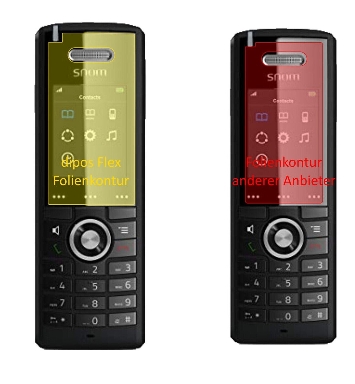 1x 3D Full Cover Schutzfolie für SNOM M65-C50 DECT