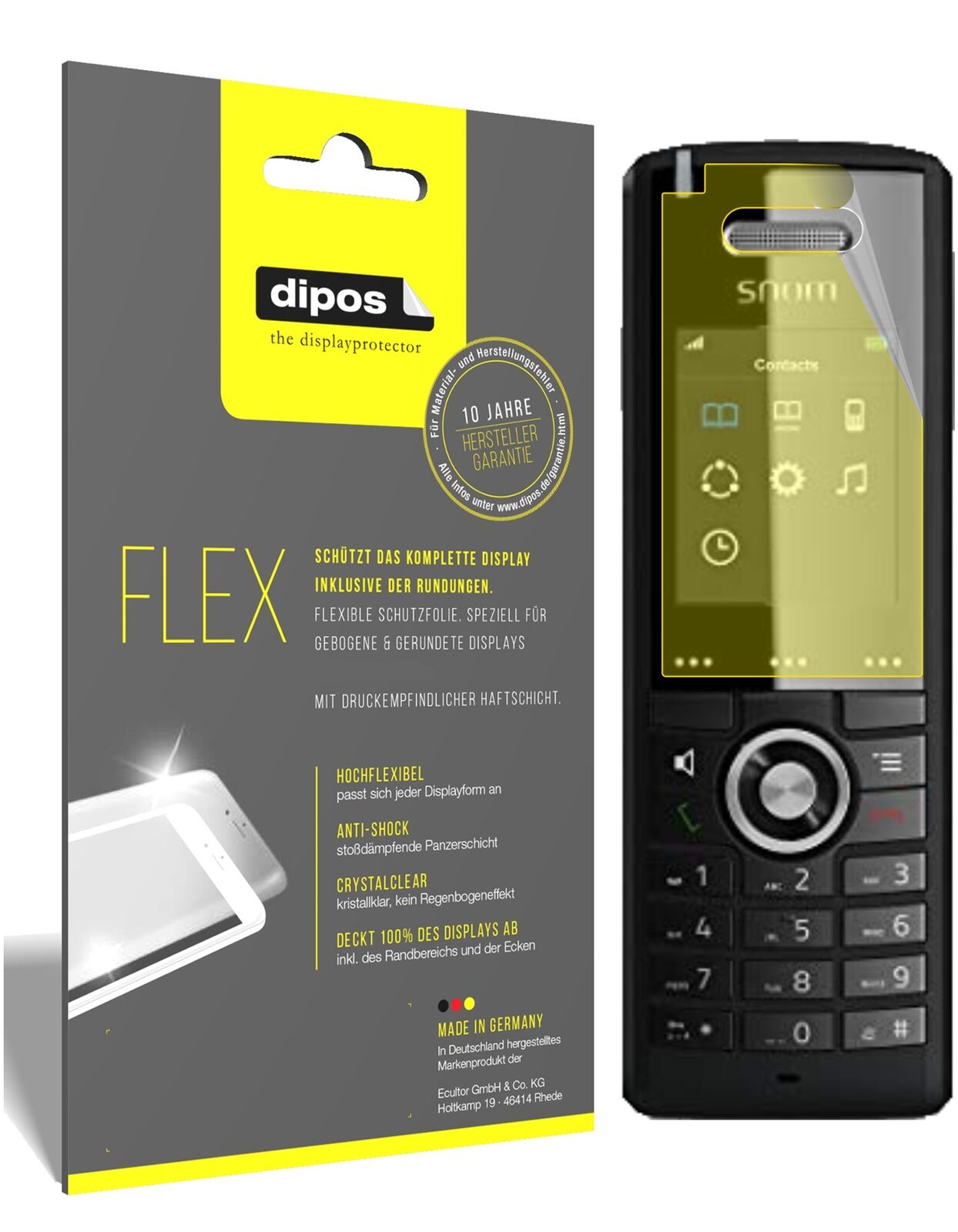 1x 3D Full Cover Schutzfolie für SNOM M65-C50 DECT