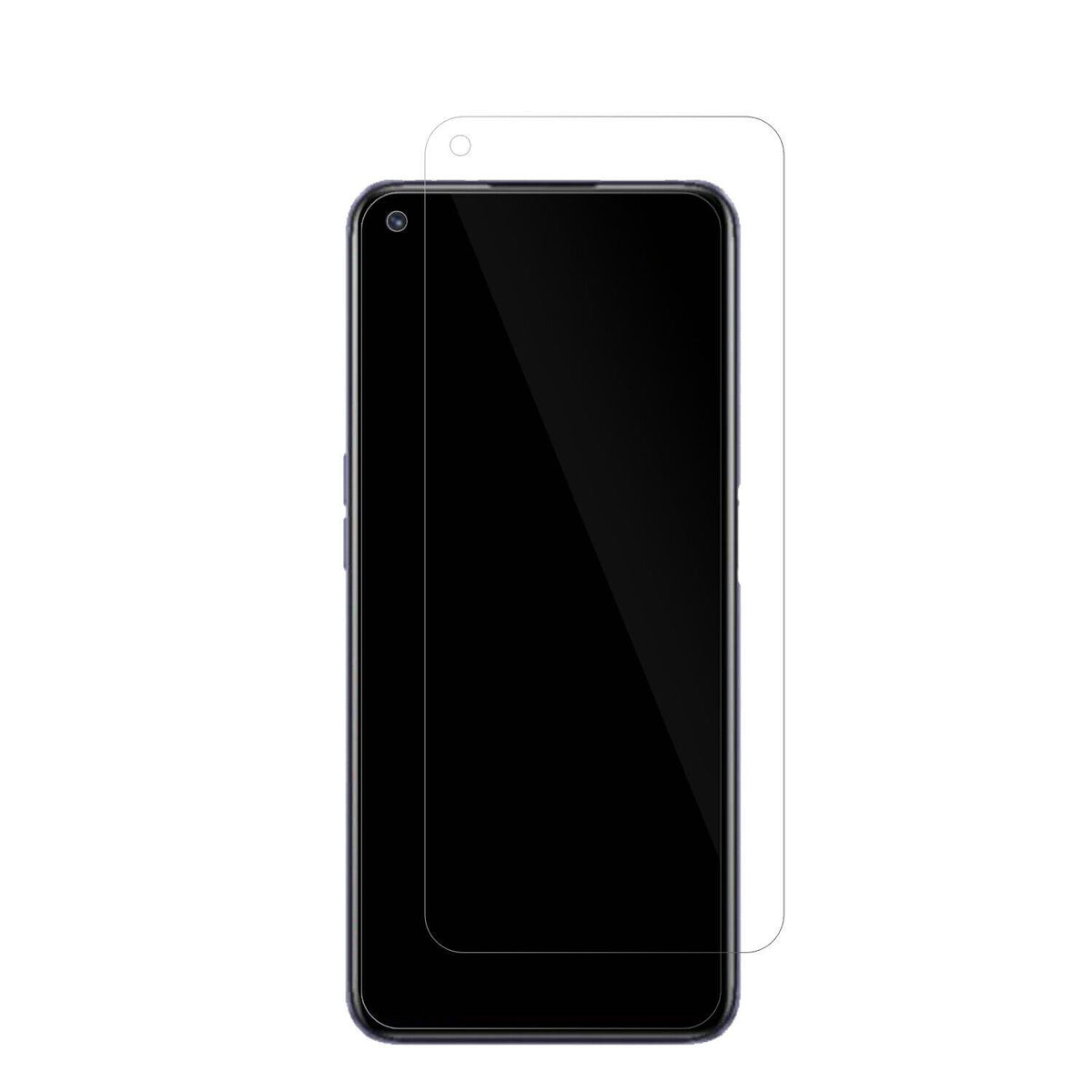 RealmeQ3T mit aufgebrachter dipos Displayschutzfolie, glasklare Darstellung ohne Einschränkungen