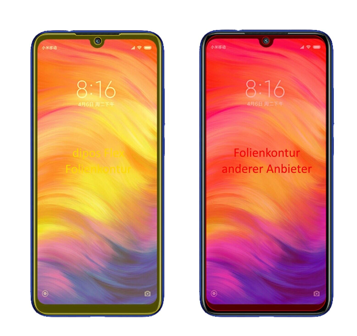 Klare Displayschutzfolie von dipos passend für Xiaomi Redmi Note 7 Pro, 100% Displayabdeckung und blasenfreie Montage