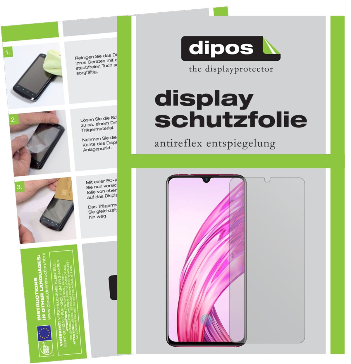 VivoX23 Symphony mit aufgebrachter dipos Displayschutzfolie, die lästige Fingerabdrücke minimiert