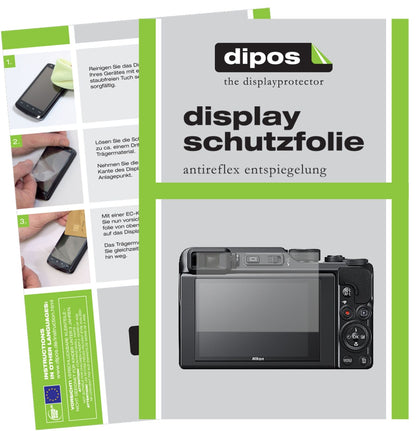 NikonCoolpix A1000 mit aufgebrachter dipos Displayschutzfolie, die lästige Fingerabdrücke minimiert