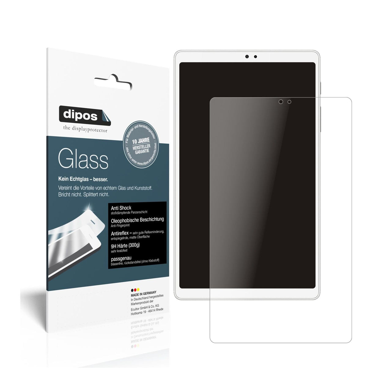 Matte Displayschutzfolie von dipos passend für Samsung Galaxy Tab A7 Lite, 9H kratzfest und blasenfrei montiert