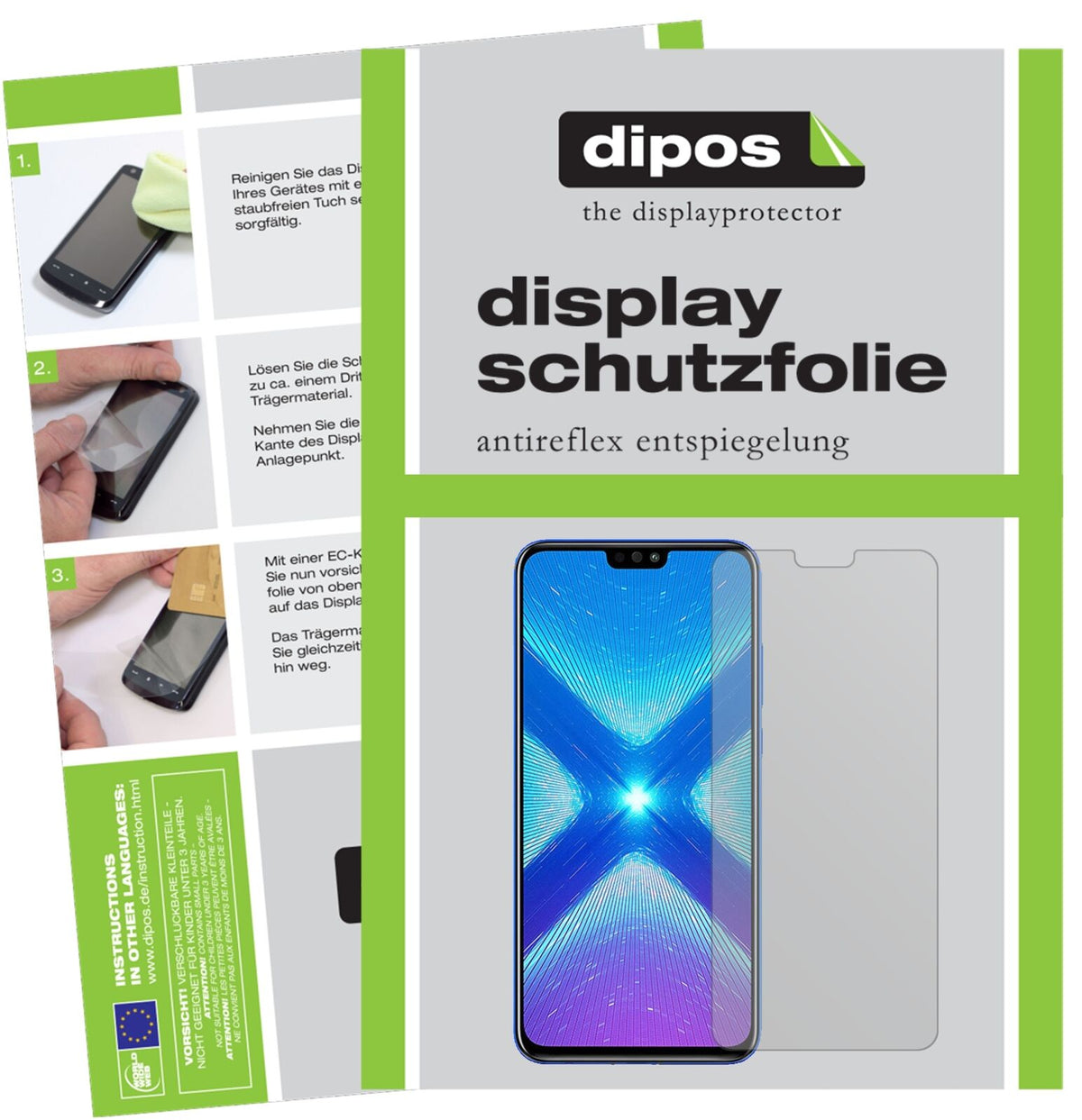 HonorView 10 Lite mit aufgebrachter dipos Displayschutzfolie, die lästige Fingerabdrücke minimiert