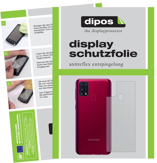 Matte Displayschutzfolie von dipos passend für Samsung Galaxy M31s Rückseite, präziser Zuschnitt und blasenfrei montiert