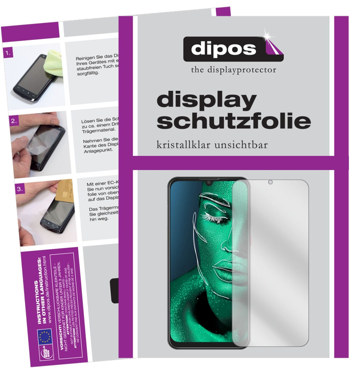 ZTEBlade V10 mit aufgebrachter dipos Displayschutzfolie, glasklare Darstellung ohne Einschränkungen