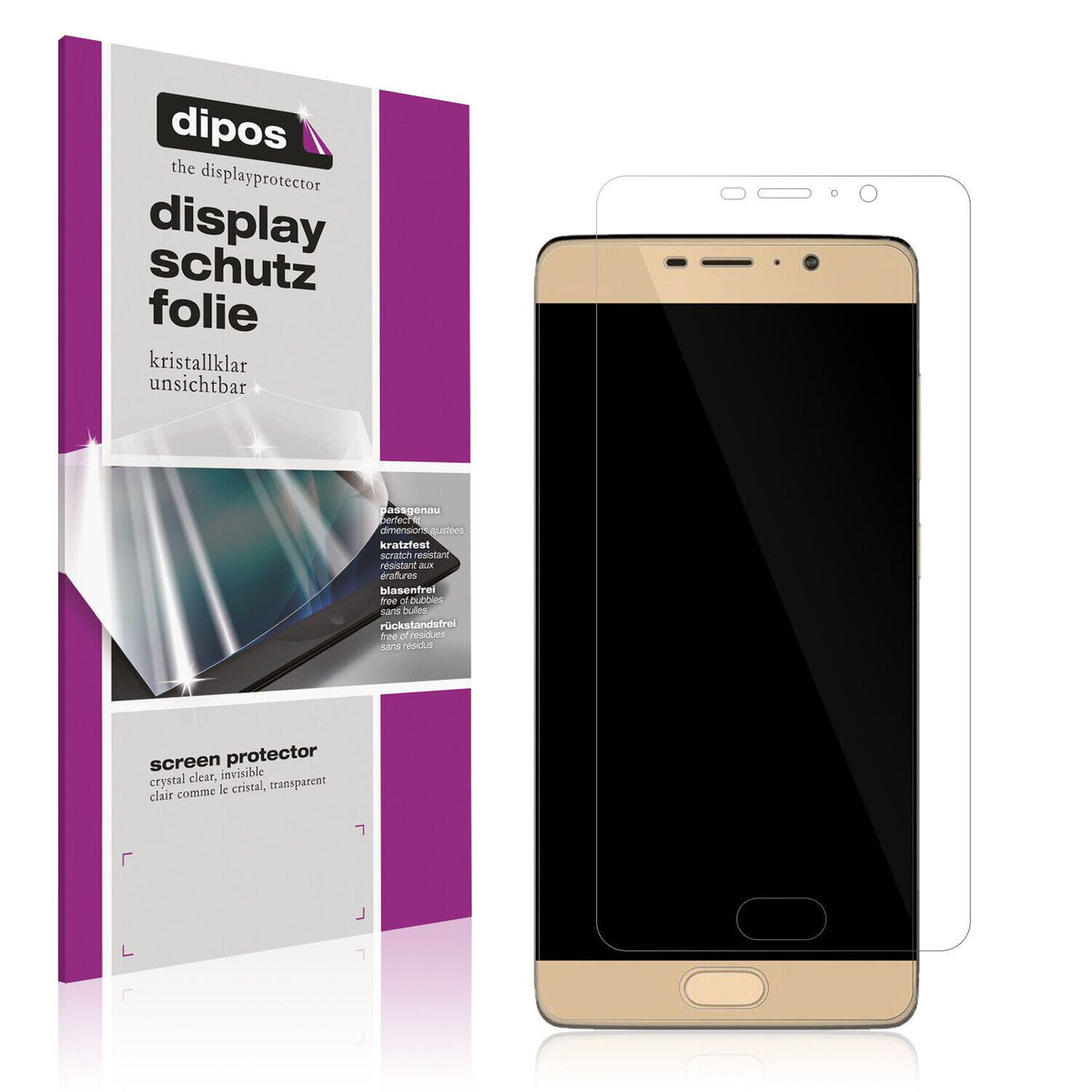Klare Displayschutzfolie von dipos passend für Panasonic Eluga A3 Pro, präziser Zuschnitt und blasenfrei montiert