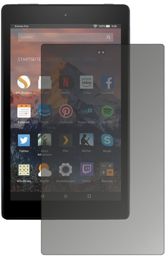 AmazonFire HD 8 Plus (2020) mit aufgebrachtem dipos Displayschutz, der seitliche Einblicke blockiert
