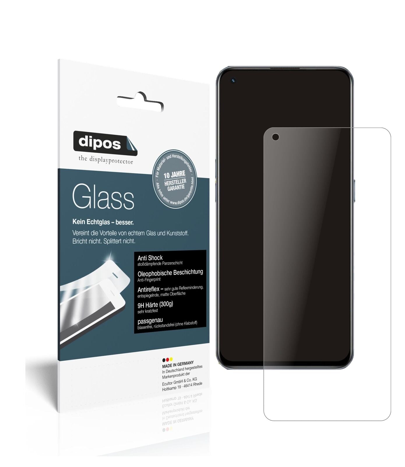 Matte Displayschutzfolie von dipos passend für Oppo Realme GT Global, 9H kratzfest und blasenfrei montiert
