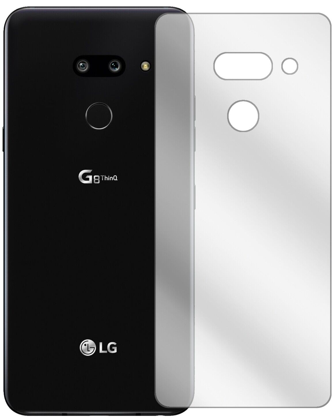 Klare Displayschutzfolie von dipos passend für LG G8 ThinQ Rückseite, präziser Zuschnitt und blasenfrei montiert