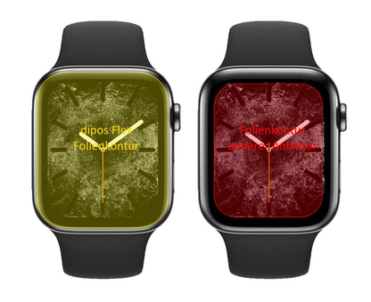 AppleWatch Series 6 (44mm) mit aufgebrachter dipos Displayschutzfolie, glasklare Darstellung ohne Einschränkungen