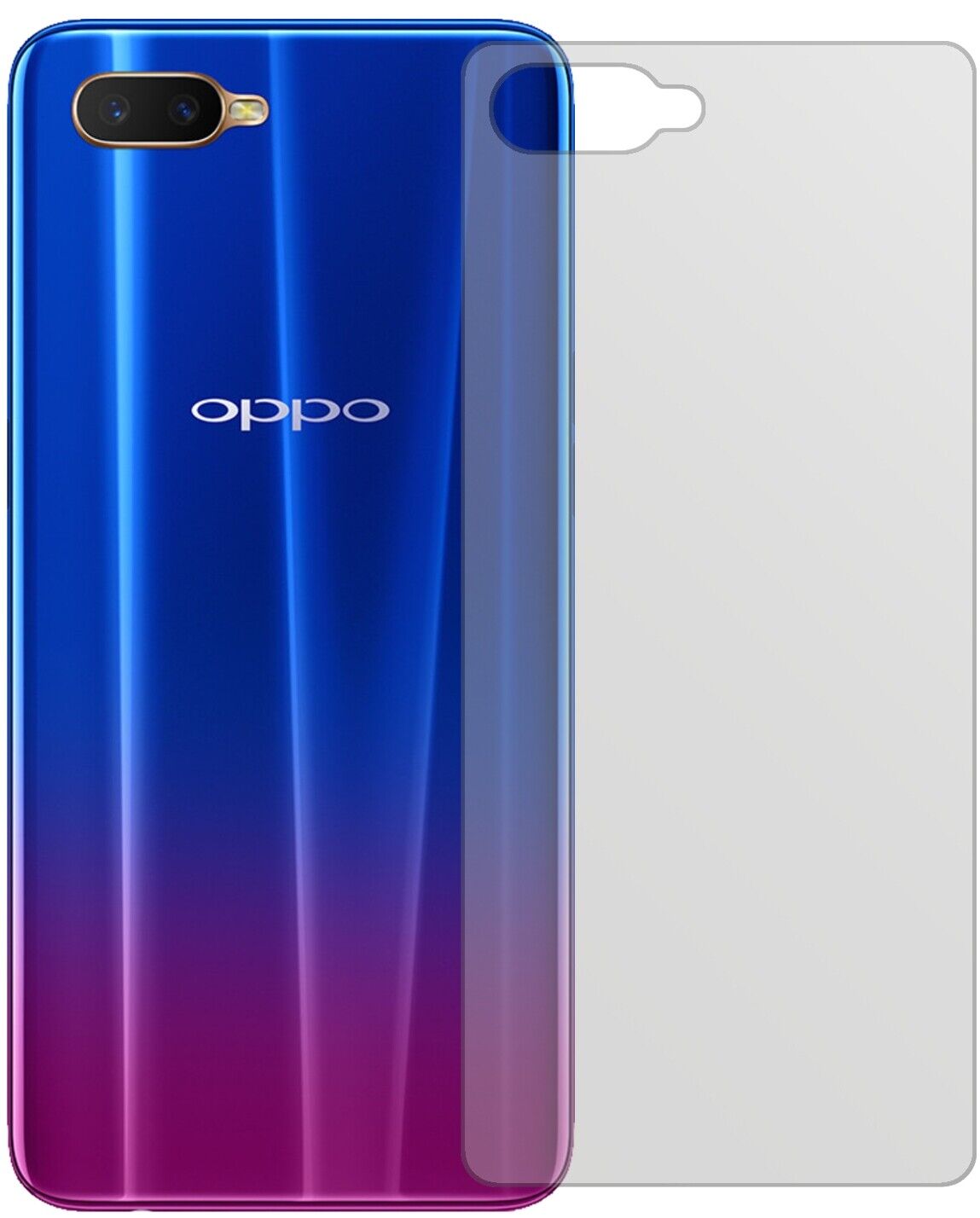 Matte Displayschutzfolie von dipos passend für Oppo R15x Rückseite, präziser Zuschnitt und blasenfrei montiert
