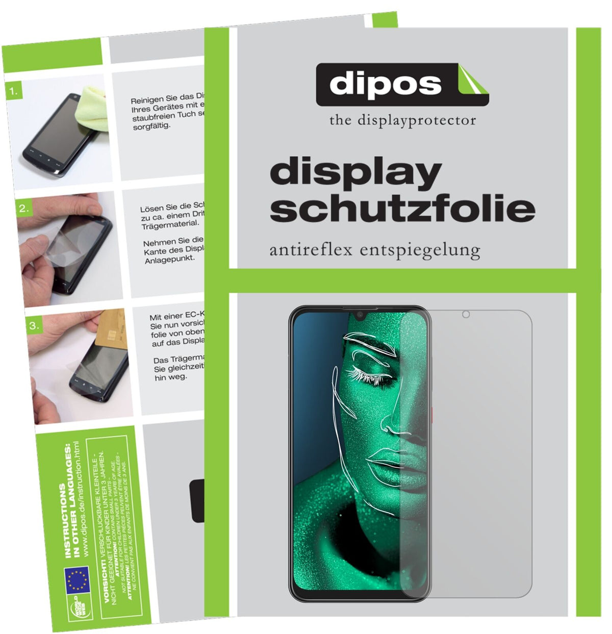 ZTEBlade V10 Vita mit aufgebrachter dipos Displayschutzfolie, die lästige Fingerabdrücke minimiert