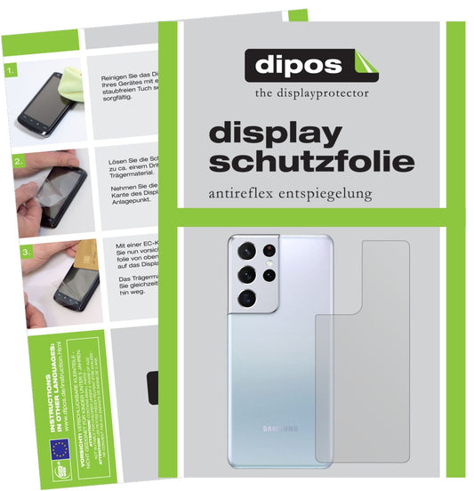 Matte Displayschutzfolie von dipos passend für Samsung Galaxy S21 Ultra Rückseite, präziser Zuschnitt und blasenfrei montiert
