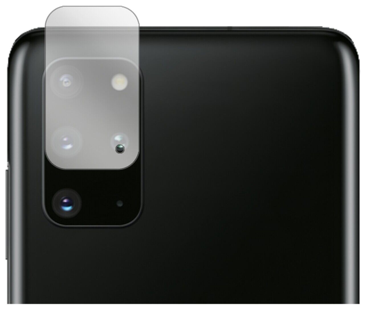 SamsungGalaxy S20 Plus Kameralinse mit aufgebrachter dipos Displayschutzfolie, glasklare Darstellung ohne Einschränkungen
