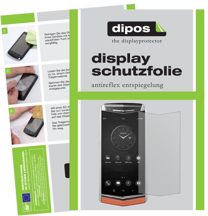VertuAster P mit aufgebrachter dipos Displayschutzfolie, die lästige Fingerabdrücke minimiert