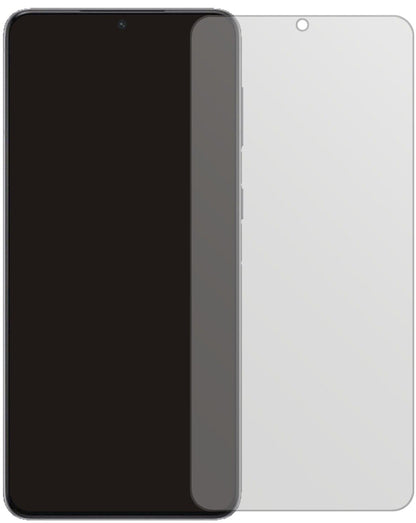 SamsungGalaxy S21 mit aufgebrachter dipos Displayschutzfolie, die lästige Fingerabdrücke minimiert