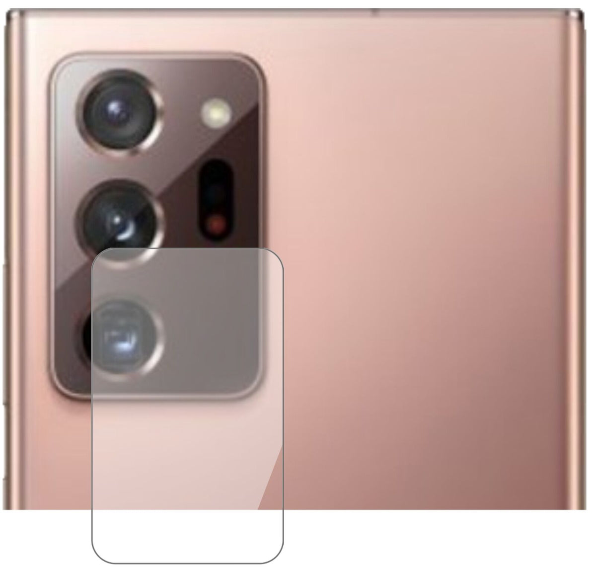 SamsungGalaxy Note 20 Ultra 5G Kameralinse mit aufgebrachter dipos Flex Schutzfolie, glasklare Darstellung ohne Einschränkungen