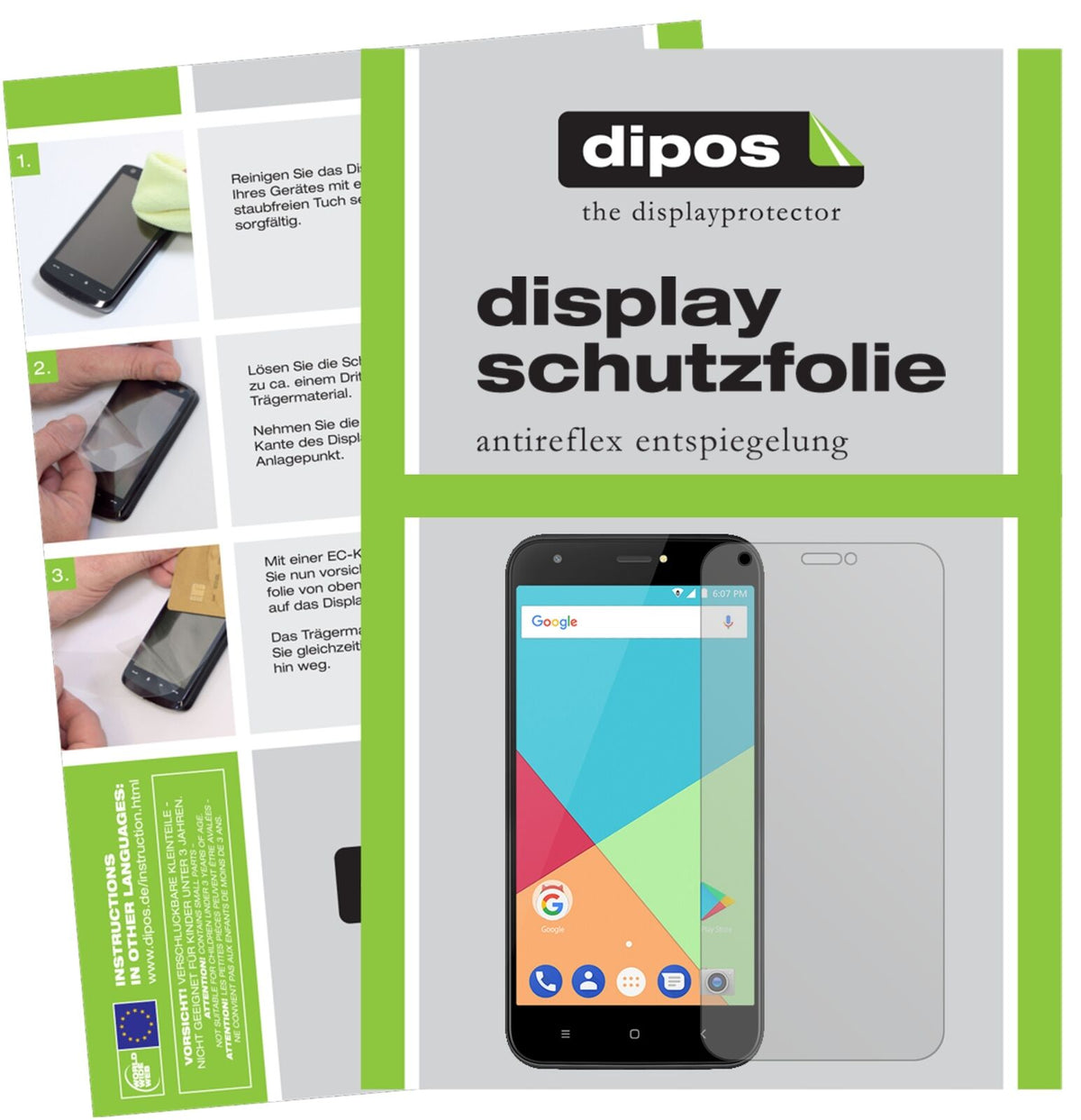 Matte Displayschutzfolie von dipos passend für Ulefone S7, präziser Zuschnitt und blasenfrei montiert